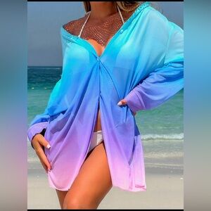 Swim Vcay Women's Lightweight, Gradient Color Long Sleeve Sunscreen Shirt